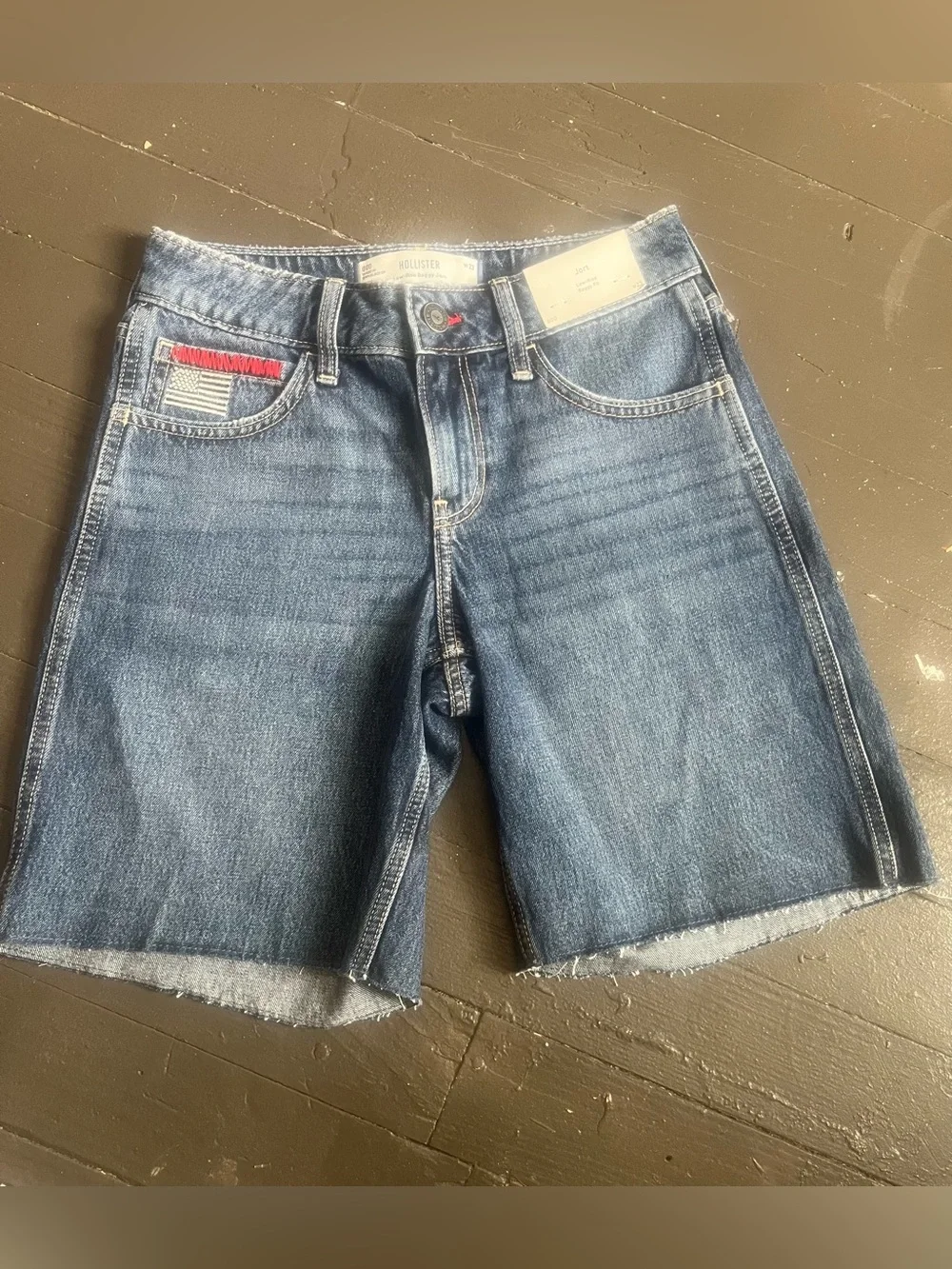 Hollister Low Rise Baggy Jort Blue Denim Cutoff Shorts